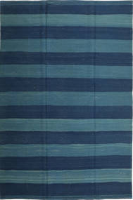 204X312 Tapete Kilim Fars Oriental Preto/Azul Escuro (Lã, Pérsia/Irão) Carpetvista
