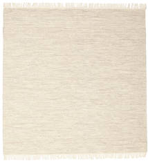  200X200 Plain (Single Colored) Melange Rug - Cream Beige/Brown Wool