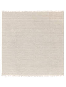  200X200 Plain (Single Colored) Melange Rug - Beige Wool, 