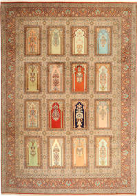 244X355 Kashmir Pure Silk Rug Oriental Orange/Beige ( India) Carpetvista