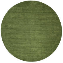  Wool Rug Ø 100 Handloom Green Round Small