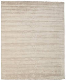  250X300 Plain (Single Colored) Large Handloom Fringes Rug - Light Grey/Beige Wool