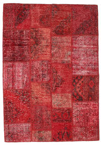 140X201 Alfombra Patchwork Moderna Rojo/Rojo Oscuro (Lana, Turquía) Carpetvista
