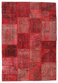 138X201 Alfombra Patchwork Moderna Rojo/Rojo Oscuro (Lana, Turquía) Carpetvista