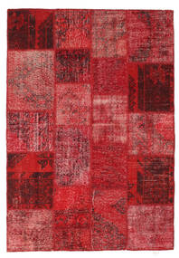 138X201 Tappeto Patchwork Moderno Rosso/Rosso Scuro (Lana, Turchia) Carpetvista
