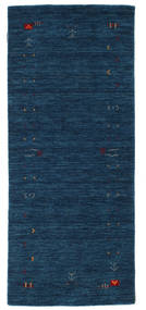  80X200 Small Gabbeh Loom Frame Rug - Dark Blue Wool, 