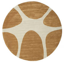 Stones Handtufted Ø 225 Brown Abstract Round Wool Rug