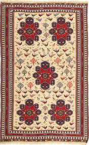  120X194 Kelim Fars Teppich Dunkelrot/Beige Persien/Iran Carpetvista