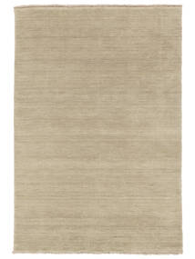  250X350 Plain (Single Colored) Large Handloom Fringes Rug - Greige Wool