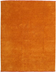  218X278 Plain (Single Colored) Handloom Fringes Rug - Orange Wool