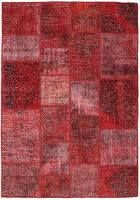 140X201 Alfombra Patchwork Moderna Rojo/Rojo Oscuro (Lana, Turquía) Carpetvista