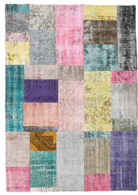  Patchwork Rug 142X201 Wool Grey/Light Pink Small Carpetvista