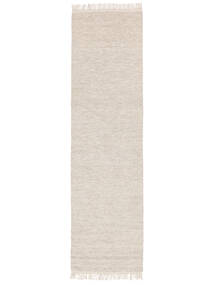  80X300 Plain (Single Colored) Small Melange Rug - Beige Wool