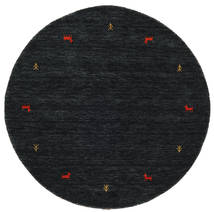  Ø 150 Small Gabbeh Loom Two Lines Rug - Black/Grey Wool