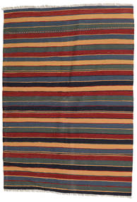 128X183 絨毯 オリエンタル キリム ダークグレー/ダークレッド (ウール, ペルシャ/イラン) Carpetvista