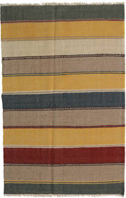  Orientalischer Kelim Teppich 124X190 Orange/Dunkelgrau Wolle, Persien/Iran Carpetvista