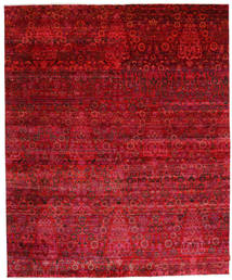  Sari Καθαρό Μετάξι Χαλι 250X303 Μεταξωτό Χαλί Σκούρο Κόκκινο/Μαύρα Μεγάλο Carpetvista