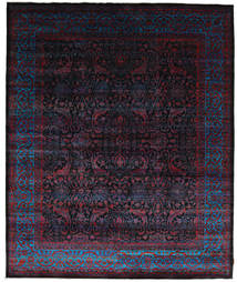 253X304 Sari Pure Silk Rug Modern Black/Dark Red Large (Silk, India) Carpetvista