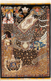 絨毯 ペルシャ クム シルク Sighned: Djavadi 140X212 (絹, ペルシャ/イラン)