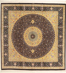 197X197 絨毯 クム シルク Sighned: クム Kazemi オリエンタル 正方形 (絹, ペルシャ/イラン)