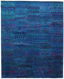 絨毯 Sari ピュア シルク 246X304 ダークブルー/ブラック (絹, インド)