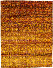 237X306 Sari Pure Silk Rug Modern Dark Red/Brown (Silk, India) Carpetvista