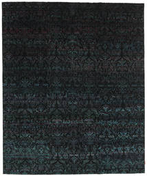 Sari Pure Silk Rug 252X305 Black Large Silk, India Carpetvista