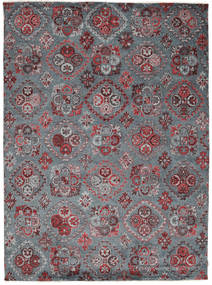224X305 Himalaya Bamboo Silk Rug Modern Grey/Red ( India) Carpetvista
