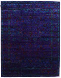 237X300 Sari Pure Silke Tæppe Moderne Sort/Mørkeblå (Silke, Indien) Carpetvista