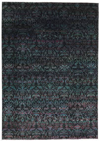 210X300 Sari Reine Seide Teppich Moderner Schwarz (Seide, Indien) Carpetvista