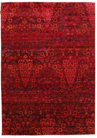 173X247 Tappeto Sari Puri Di Seta Moderno Rosso Scuro/Rosso (Seta, India) Carpetvista