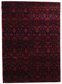 177X243 Sari Pure Silk Rug Modern Dark Red (Silk, India) Carpetvista
