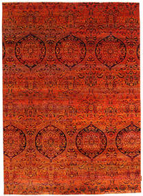 174X243 Tappeto Sari Puri Di Seta Moderno Rosso/Rosso Scuro (Seta, India) Carpetvista