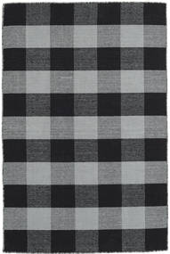  120X180 Kariert Klein Check Kilim Teppich - Schwarz/Grau Wolle