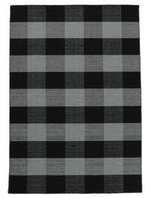  120X180 Checkered Small Check Kilim Rug - Black/Dark Grey Wool