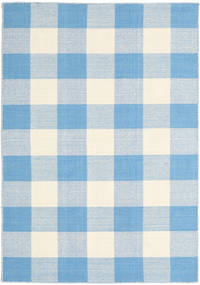 Check Kilim Teppich - Blau/Weiß 120X180 Blau/Weiß Wolle, Indien