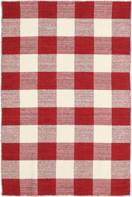  120X180 Checkered Small Check Kilim Rug - Red/White Wool
