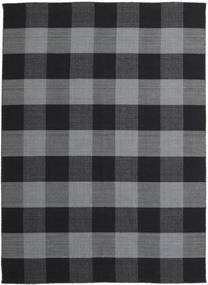 Check Kilim Rug - Black/Dark Grey 240X340 Black/Dark Grey Wool, India