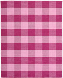  240X300 Checkered Large Check Kilim Rug - Pink Wool