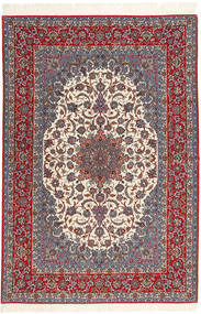  Isfahan Selyemfonal 160X235 Perzsa Gyapjúszőnyeg Piros/Szürke Carpetvista