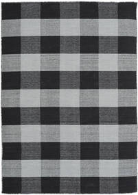 Check Kilim Vloerkleed - Zwart/Grijs 160X230 Zwart/Grijs Wol, India