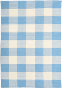 160X230 Tapis Check Kilim - Bleu/Blanc Moderne Bleu/Blanc (Inde)