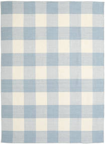 210X290 絨毯 Check キリム - ライトブルー/オフホワイト モダン ライトブルー/オフホワイト (インド)