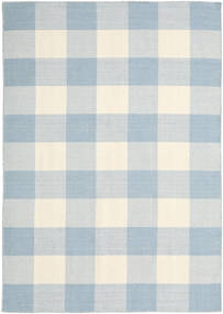 160X230 Check Kilim Vloerkleed - Lichtblauw/Gebroken Wit Modern Lichtblauw/Gebroken Wit (Wol, India)