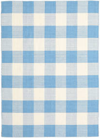 210X290 Check Kilim Teppich - Blau/Weiß Moderner Blau/Weiß (Wolle, Indien)