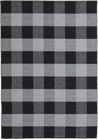 Check Kilim Teppich - Schwarz/Grau 240X340 Schwarz/Grau Wolle, Indien