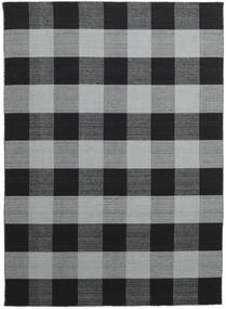 絨毯 Check キリム - ブラック/グレー 210X290 ブラック/グレー ( インド)