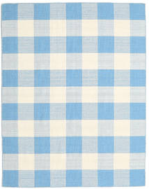  Wool Rug 190X240 Check Kilim Blue/White