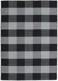 絨毯 Check キリム - ブラック/グレー 140X200 ブラック/グレー ( インド)