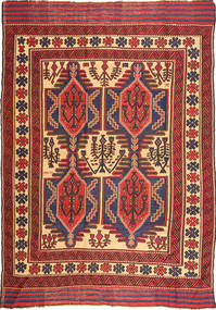  Orientalsk Kelim Golbarjasta Tæppe 190X271 Rød/Lyserød Uld, Afghanistan Carpetvista